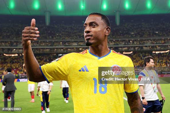 Ch Ditta Willer Ditta of Colombia celebrates after the 1-0 win during the FIFA ...