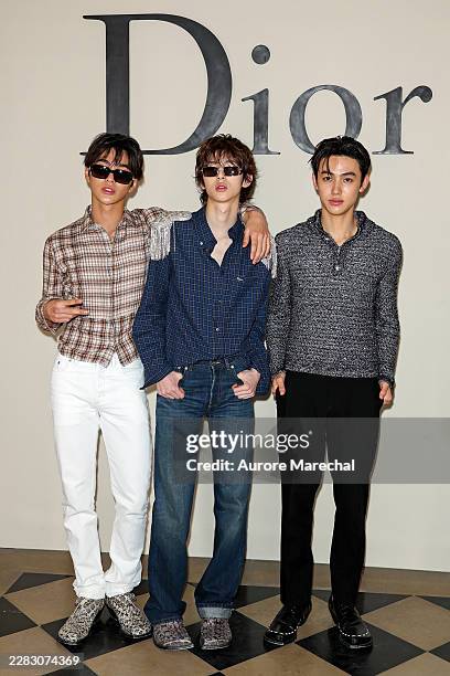 Keonho, Juhoon and Seonghyeon attends the Dior Homme Menswear Spring/Summer 2027 show as part of Paris Fashion Week on June 24, 2026 in Paris, France.