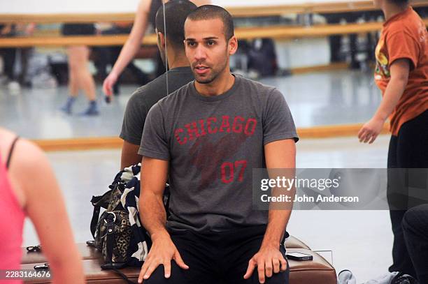 View of Puerto Rican choreographer & dancer Alvin Rangel, with dancers, during a rehearsal at the University of Texas, Austin, Texas, November 18,...