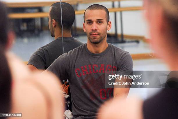 View of Puerto Rican choreographer & dancer Alvin Rangel, with dancers, during a rehearsal at the University of Texas, Austin, Texas, November 18,...
