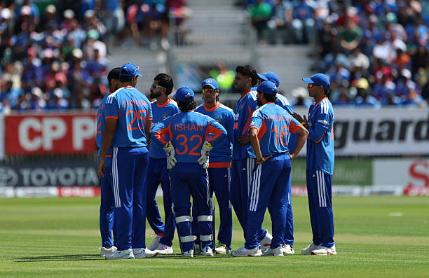 India players celebrate the wicket of Ireland's Ross Adair during the second T20I test match at Stormont, Belfast. Picture date: Sunday June 28, 2026.