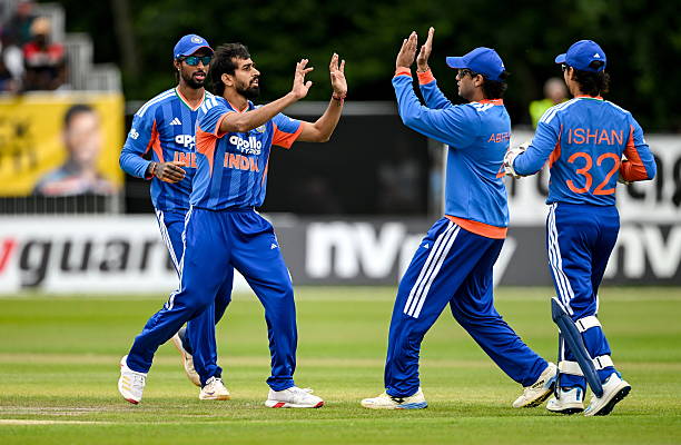 Northern Ireland , United Kingdom - 28 June 2026; India bowler Prince Yadav celebrates during match two of the Spinny Cup Men's T20 International...