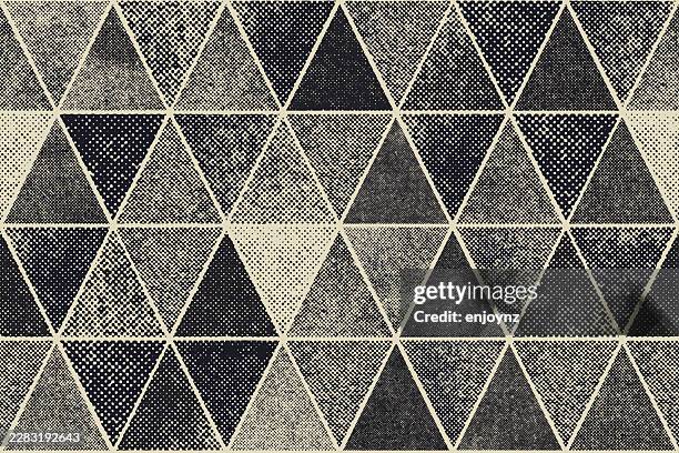 seamless grunge halftone textured triangles background - triangle repeat pattern stock illustrations