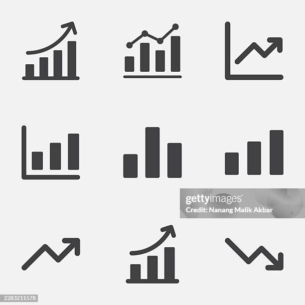 increase and decrease icon set - lowering stock illustrations