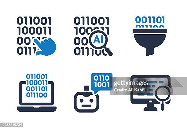 binary code glyph solid icon. solid icon that can be applied anywhere, simple, pixel perfect and modern style. - semiconductor robot stock illustrations
