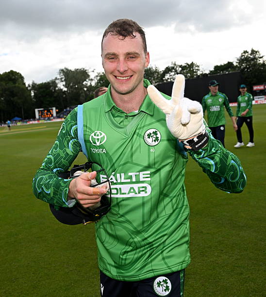 Northern Ireland , United Kingdom - 28 June 2026; Ireland captain Lorcan Tucker celebrates after match two of the Spinny Cup Men's T20 International...