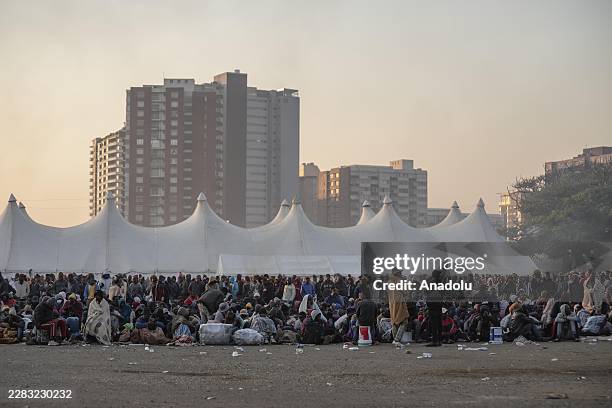 Malawian migrants wait to be registered by South African immigration officials to return to their home country, amid ongoing anti-foreigner protests...