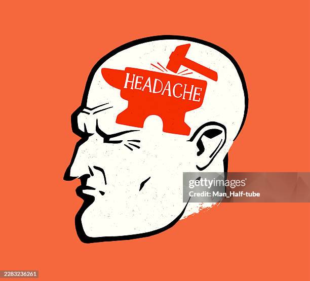 severe headache - anvil stock illustrations