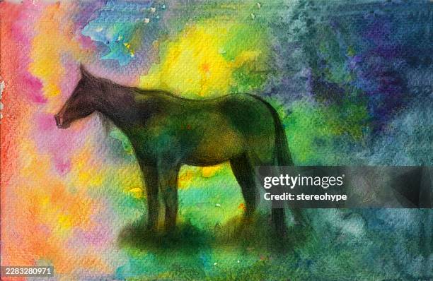 simple horse - morning stretch stock illustrations