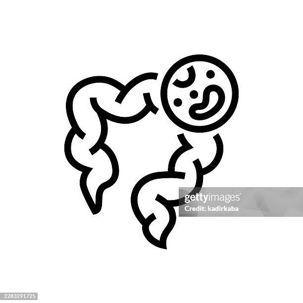 colon cancer line icon - constipation stock illustrations