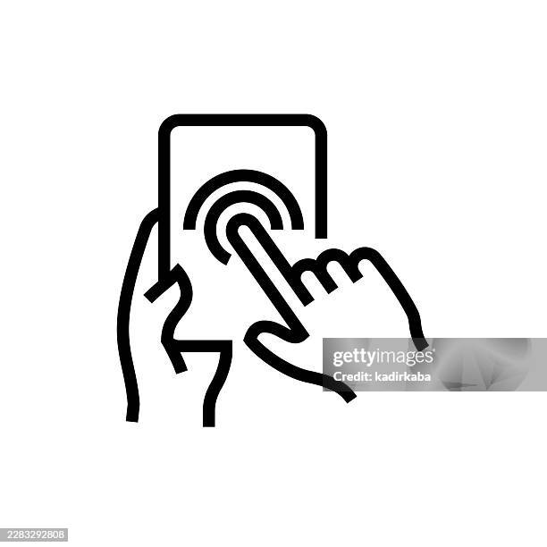 user experience line icon - wireframe hand stock illustrations