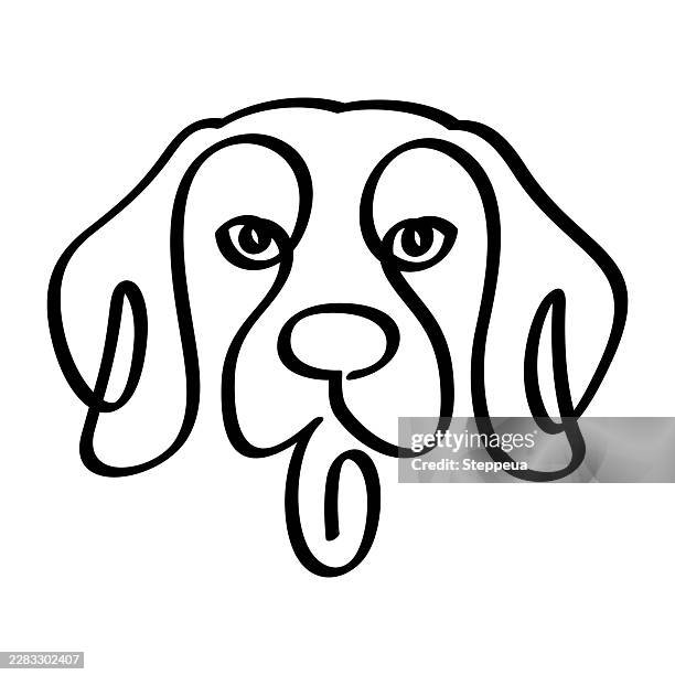 single continuous line dog face logo - beagle stock illustrations