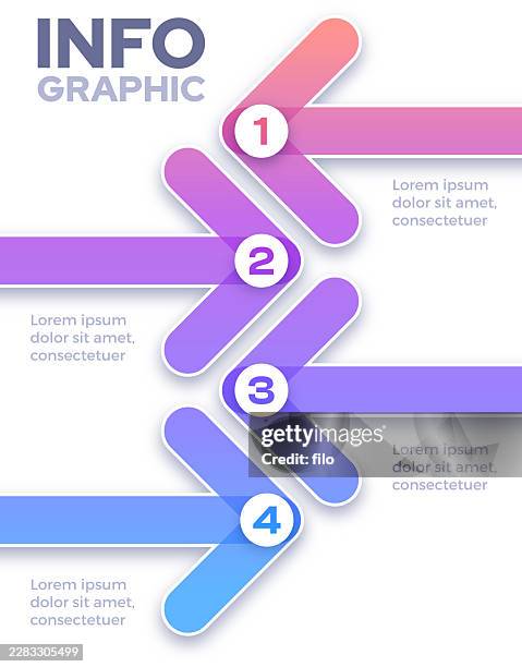 four topics arrow infographic concept illustration - divided attention stock illustrations