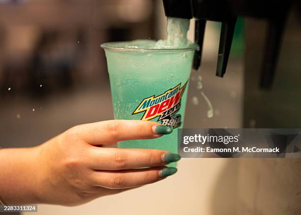 General view as 'Taco Bell Launches Iconic US Drink MOUNTAIN DEW BAJA BLAST® in the UK from 30th June' on June 25, 2026 in London, England.