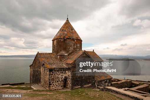 Old monastery overlooking lake Sevan in Armenia Old monastery overlooking lake Sevan in Armenia