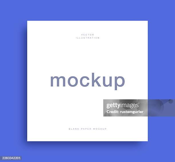 empty minimal square paper mockup on blue background. - book mockup stock illustrations