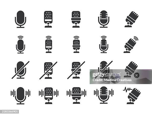 microphone icons - glyph solid series icon - microphone icon solid stock illustrations