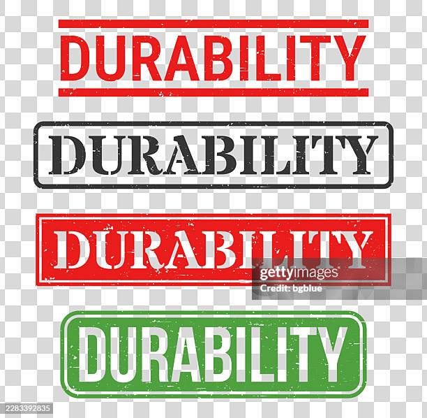 durability - rubber stamp set on blank background - grit texture stock illustrations