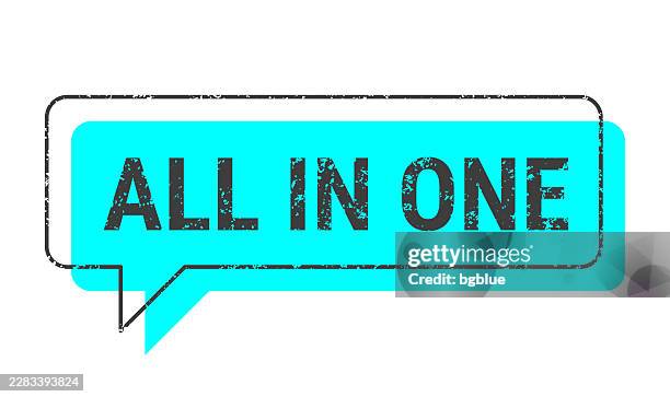 all in one - blue grunge speech bubble on blank background. - jumpsuit stock illustrations