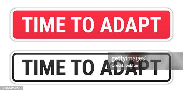 time to adapt - red and black labels on white background - adaptable stock illustrations