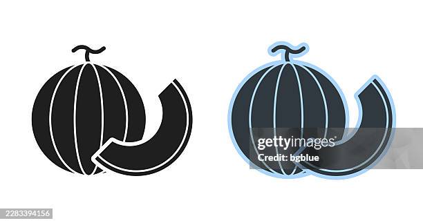 melon and slice. icons for design - editable icon - melon slice stock illustrations