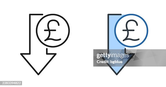Pound decrease. Icons for design - Editable stroke icon Pound decrease. Icons for design - Editable stroke icon