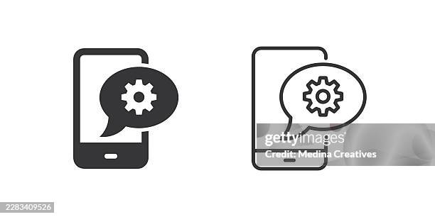 mobile settings icons. glyph solid and line series icon. - technical issues icon stock illustrations