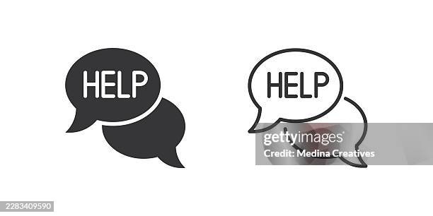 support conversation icons. glyph solid and line series icon. - help desk ticket stock illustrations