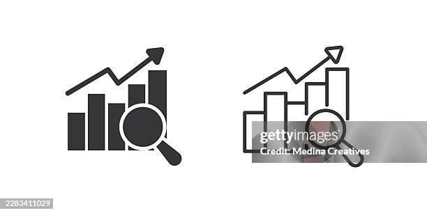 data analysis icons. glyph solid and line series icon. - human performance tools stock illustrations