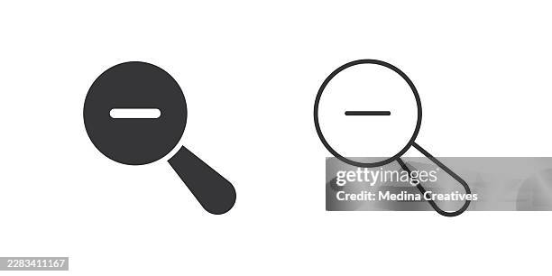 zoom out icons. glyph solid and line series icon. - looking backwards stock illustrations