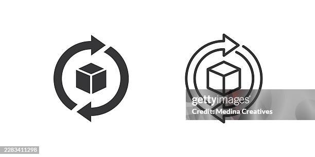 lifecycle logistics icons. glyph solid and line series icon. - help carrying boxes stock illustrations