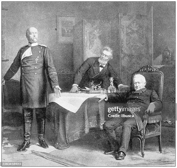 otto von bismarck in versailles - versailles stock illustrations