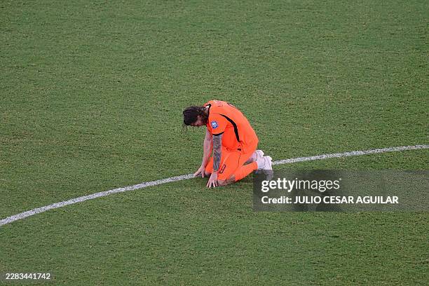 Netherlands' forward Wout Weghorst reacts after losing at the end of the 2026 World Cup round of 32 football match between the Netherlands and...