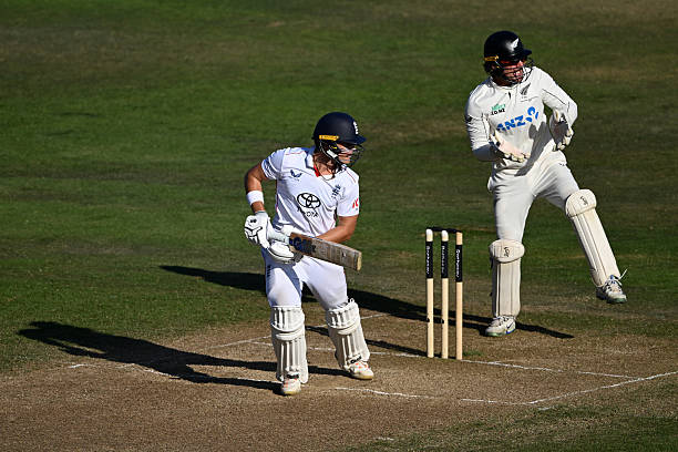 Jacob Bethell of England bats during day two of the 3rd Rothesay Test Match between England and New Zealand at Trent Bridge on June 26, 2026 in...