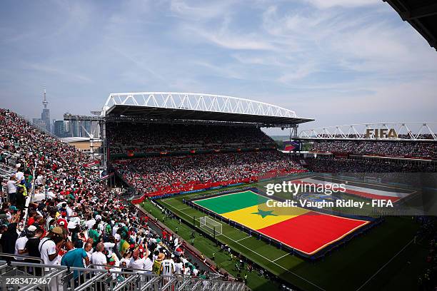 Players and match officials line up before the FIFA World Cup 2026 Group I match between Senegal and Iraq at Toronto Stadium on June 26, 2026 in...