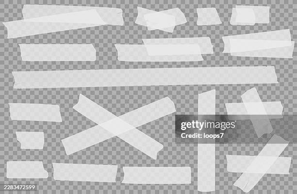 white torn tape strips on transparent background - glue texture stock illustrations