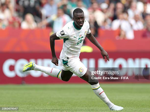 Pape Gueye of Senegal celebrates scoring his team's third goal during the FIFA World Cup 2026 Group I match between Senegal and Iraq at Toronto...