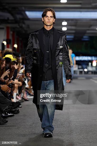 Sean Preston Federline walks the runway during the Vetements Menswear Spring/Summer 2027 show as part of Paris Fashion Week on June 26, 2026 in...