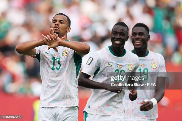 Iliman Ndiaye of Senegal celebrates after scoring his team's fifth goal during the FIFA World Cup 2026 Group I match between Senegal and Iraq at...