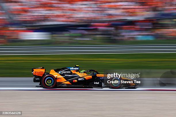 Lando Norris of Great Britain driving the McLaren MCL40 Mercedes on track during qualifying ahead of the F1 Grand Prix of Austria at Red Bull Ring on...