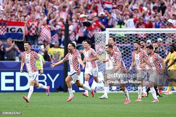 Nikola Vlasic of Croatia celebrates scoring his team's second goal during the FIFA World Cup 2026 Group L match between Croatia and Ghana at...