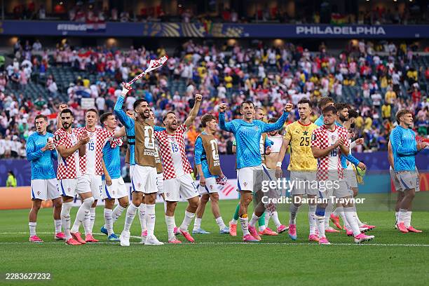 Players of Croatia applaud fans after the team's 2-1 victory in the FIFA World Cup 2026 Group L match between Croatia and Ghana at Philadelphia...
