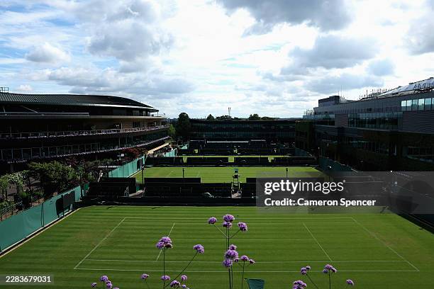 General view of oustide courts before The Championships Wimbledon 2026 at All England Lawn Tennis and Croquet Club on June 28, 2026 in London,...