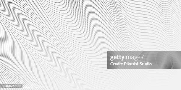 abstract monochrome wavy lines geometric pattern background, minimalist grey thin wave contour line art vector backdrop - light gray background stock illustrations