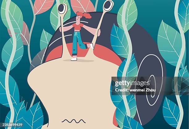 nature discovery - big small surreal stock illustrations