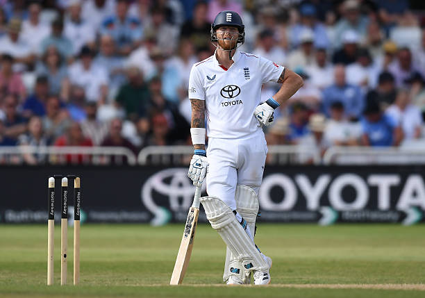 Ben Stokes of England looks on during the fourth day of the 3rd Test match between England and New Zealand at Trent Bridge on June 28, 2026 in...