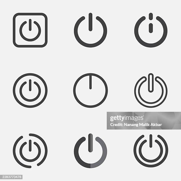 power on and off icon set - toggle switch stock illustrations