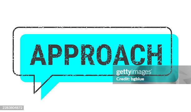 approach - blue grunge speech bubble on blank background. - talking to camera stock illustrations