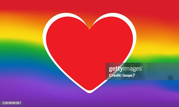 red heart on rainbow pride gradient background - inclusive pride gradient stock illustrations