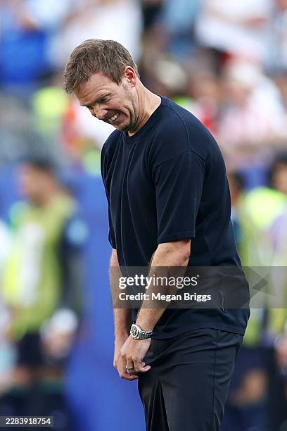 Julian Nagelsmann, Head Coach of Germany, reacts during the FIFA World Cup 2026 Round Of 32 match between Germany and Paraguay at Boston Stadium on...